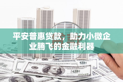 两江新区平安普惠贷款，助力小微企业腾飞的金融利器
